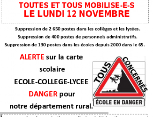 Manifestation de l&rsquo;éducation à Tarbes, le 12 novembre