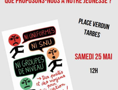 Pique-Nique revendicatif samedi 25 mai à 12H00 Place Verdun : Écoles, collèges, lycée : Que proposons-nous à notre jeunesse?